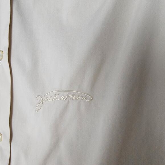 Italian-Made Button-Down Blouse Cream M Classic Capsule Jeckerson Quiet Luxury - Picture 2 of 10